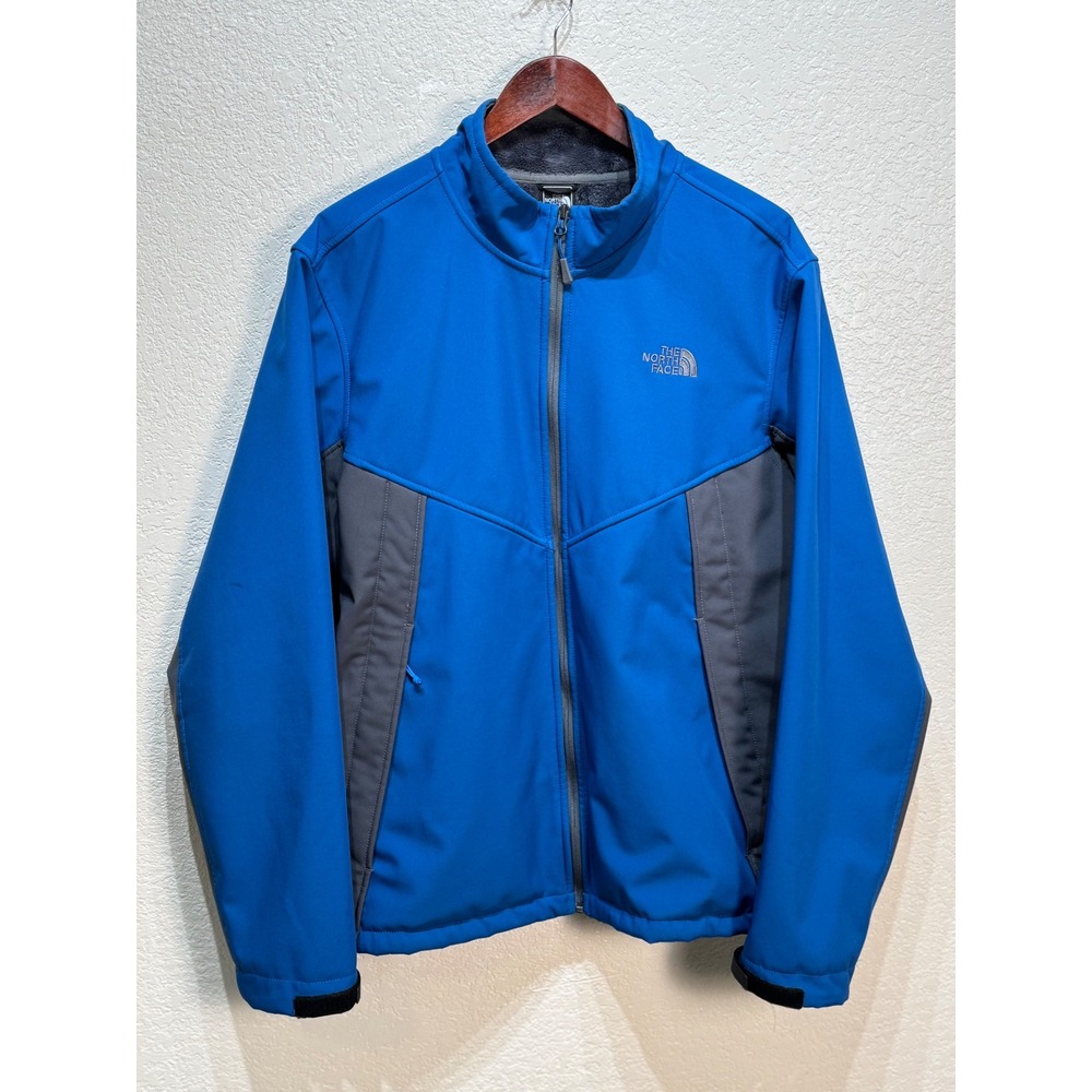 The North Face Apex Bionic Softshell Jacket Mens XL Blue Grey Fleece Lined